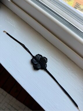 Black Hibiscus Flower Choker Necklace